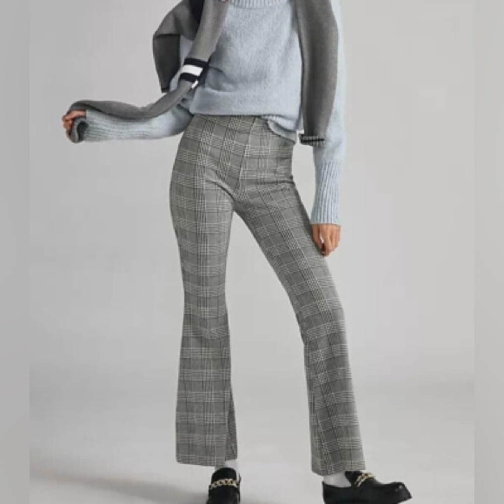 The Poppy Checkered Kick-Flare Pull-On Pants Small